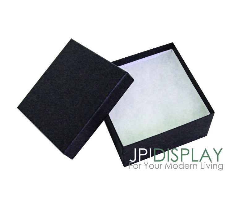 3 3/4"Wx3 3/4"Dx2" Matte Black Cotton Filled Jewelry Boxes