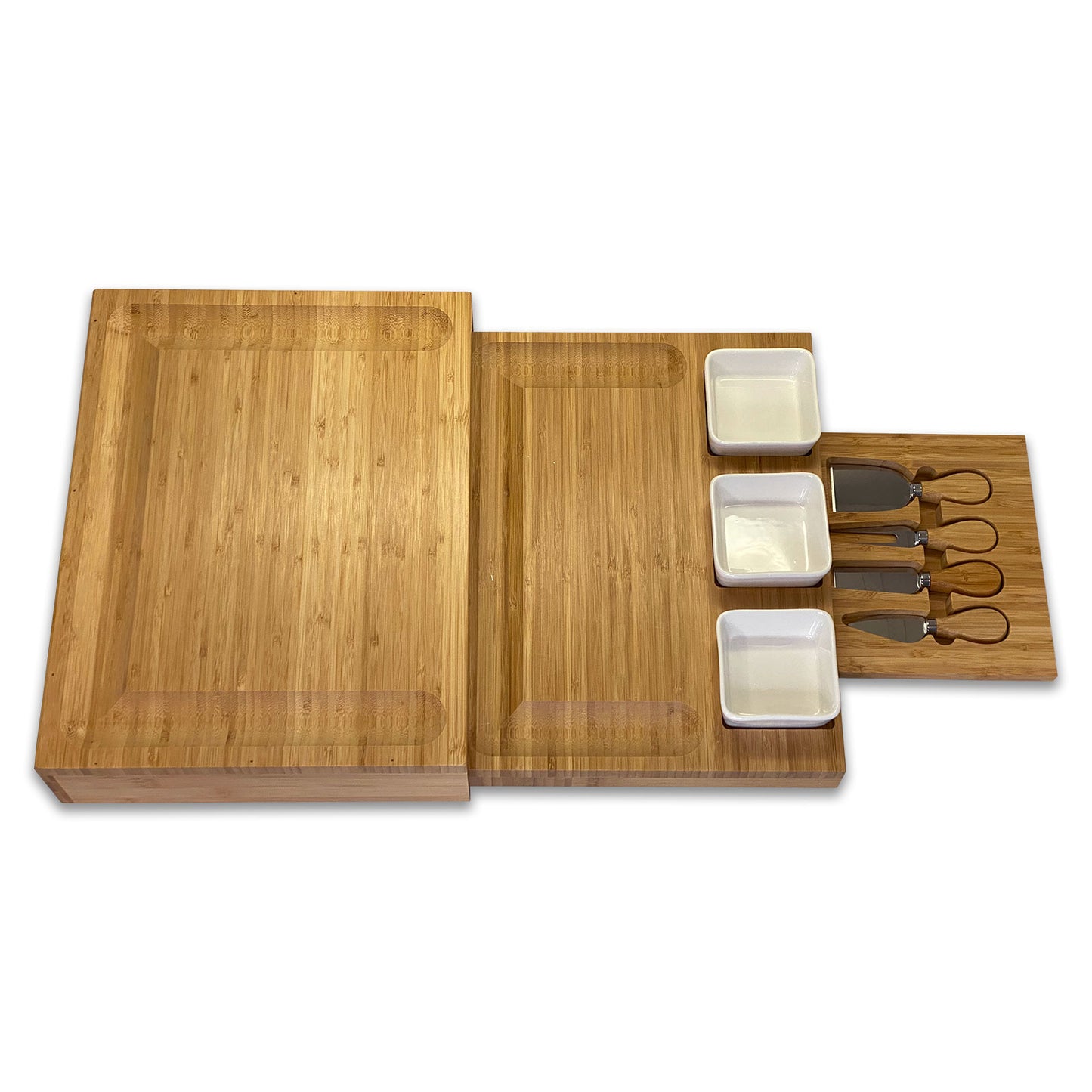 16" x 12" Natural Bamboo Charcuterie Board 8-Piece Set