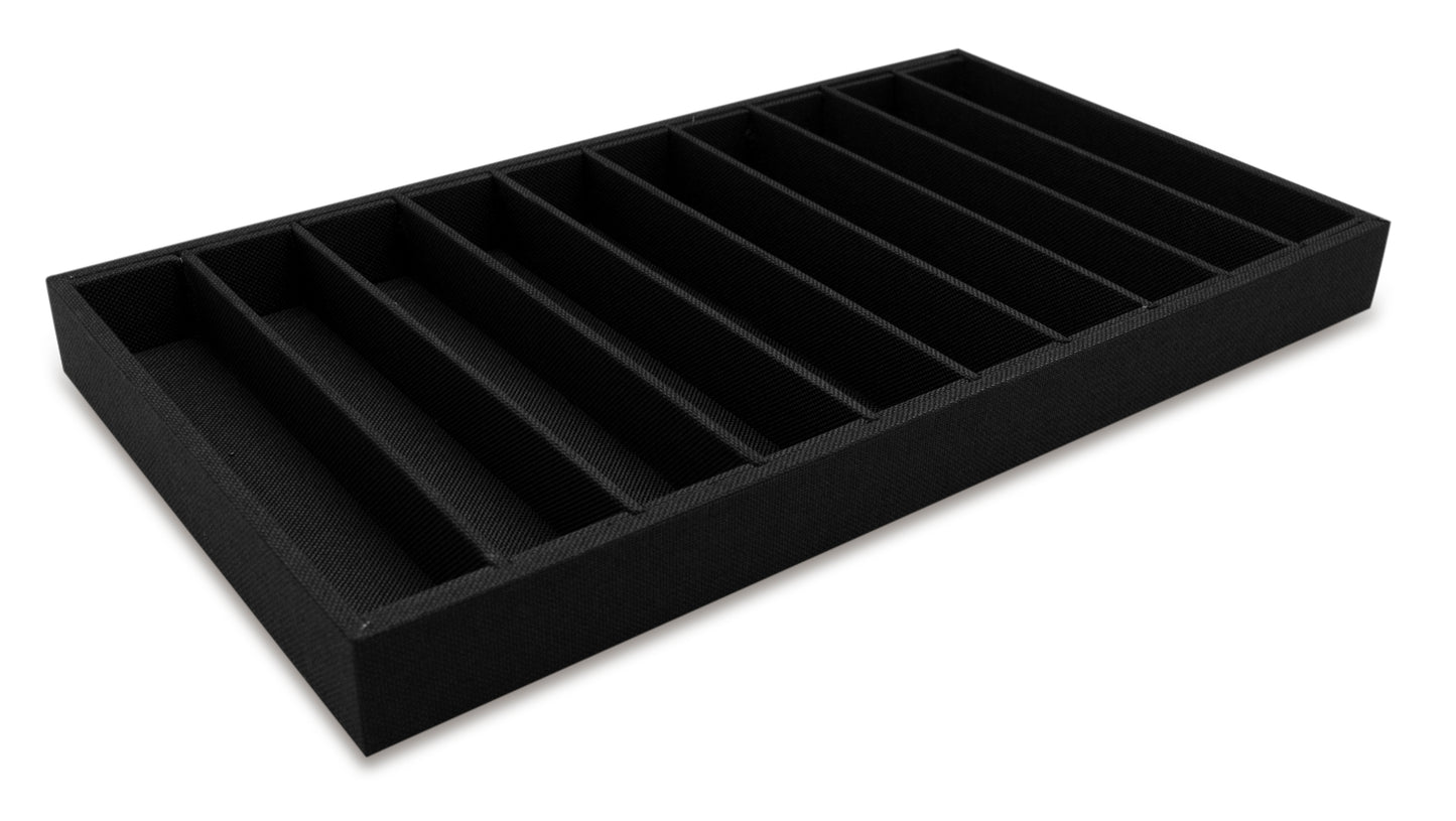 Black Linen 10 Column Compartment Jewelry Display Tray