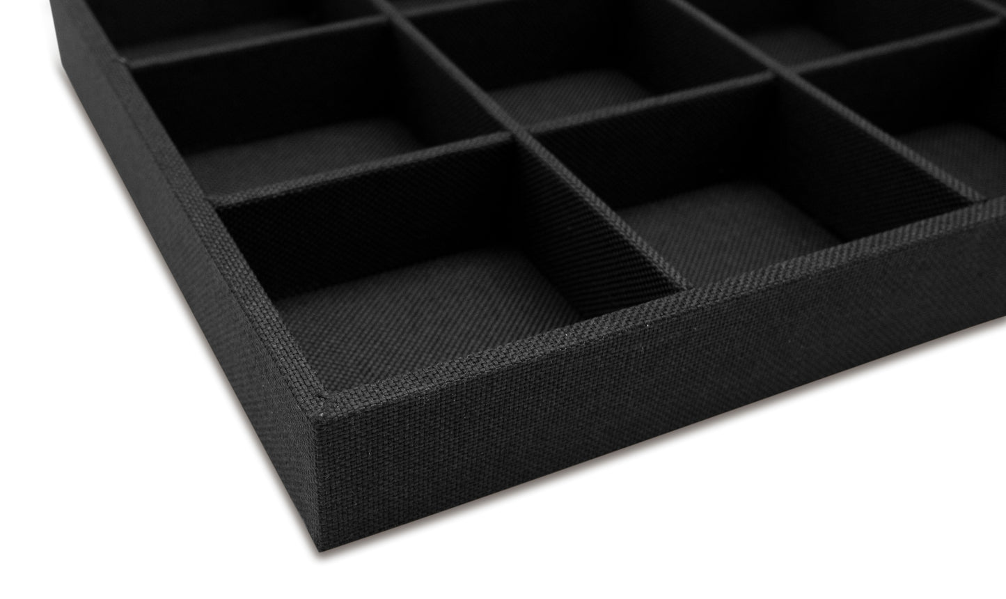 Black Linen 15 Compartment Stackable Jewelry Tray