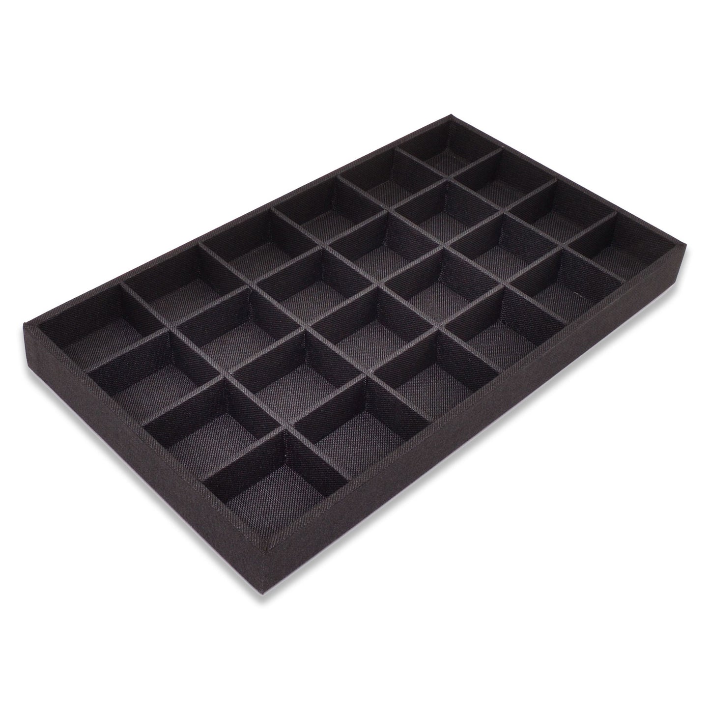 Black Linen 24 Compartment Stackable Jewelry Tray