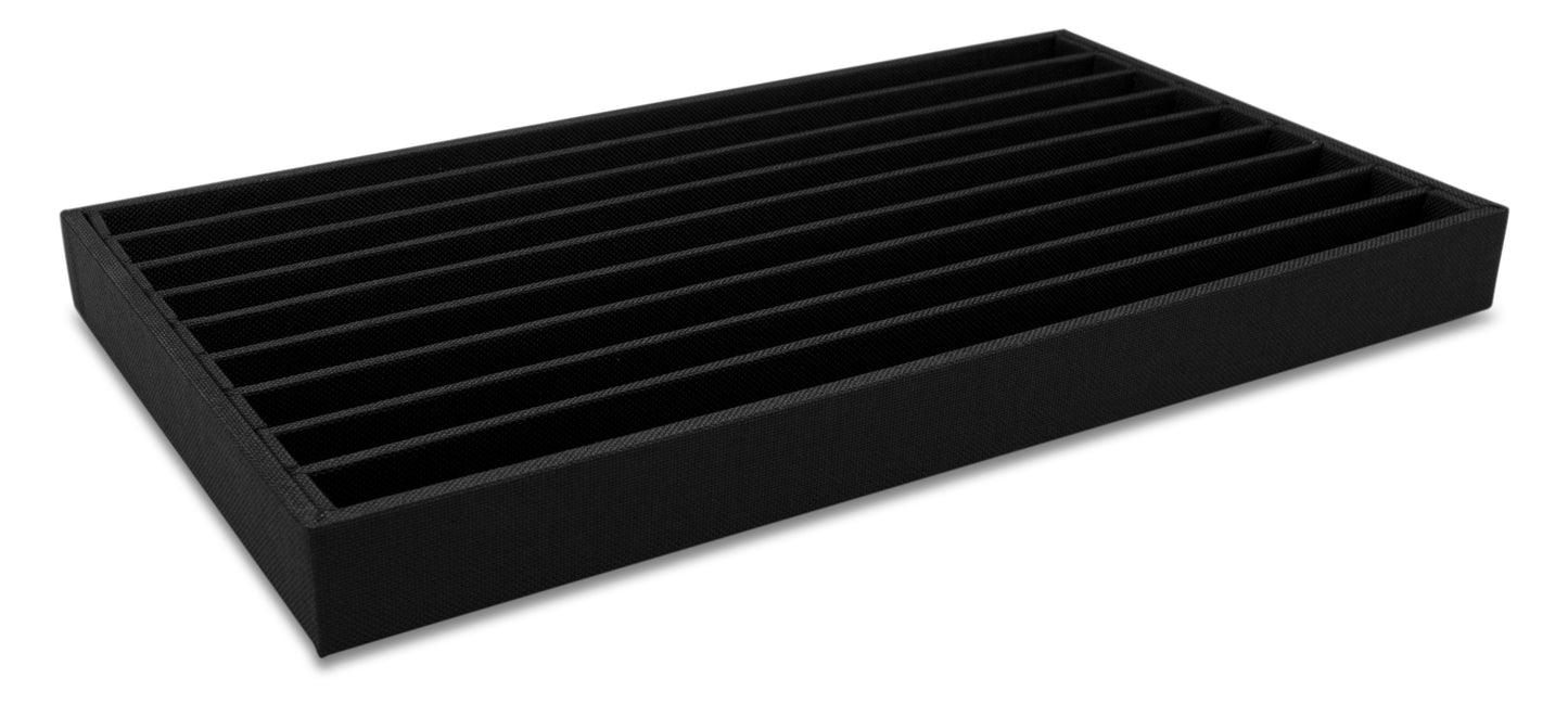Black Linen 9 Row Compartment Jewelry Display Tray