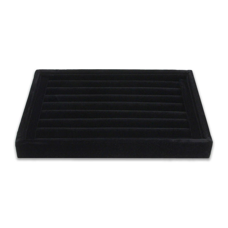 Black Velvet 7 Roll Ring and Earrings Jewelry Display Tray
