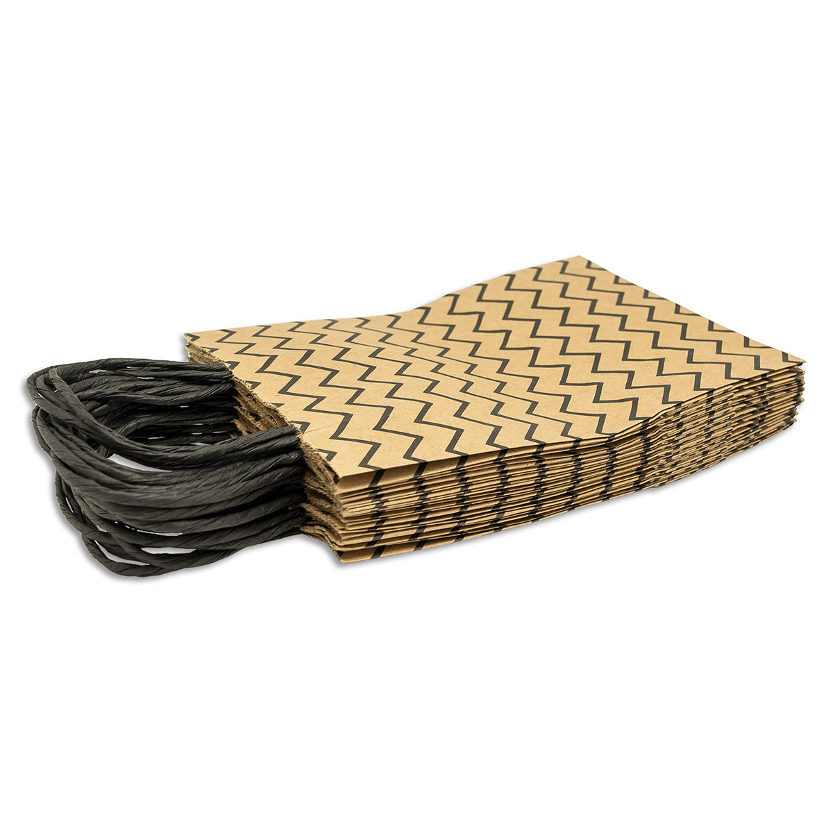 Black Wave Kraft Paper Shopping Gift Bags (12-Pack)