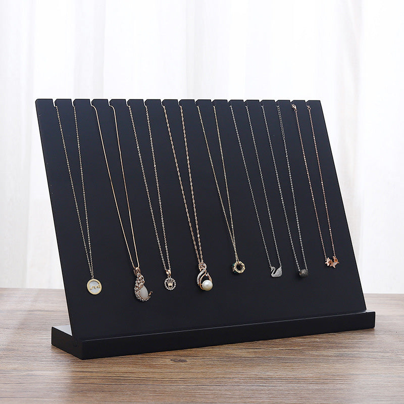 Black Wood Necklace Display Stand
