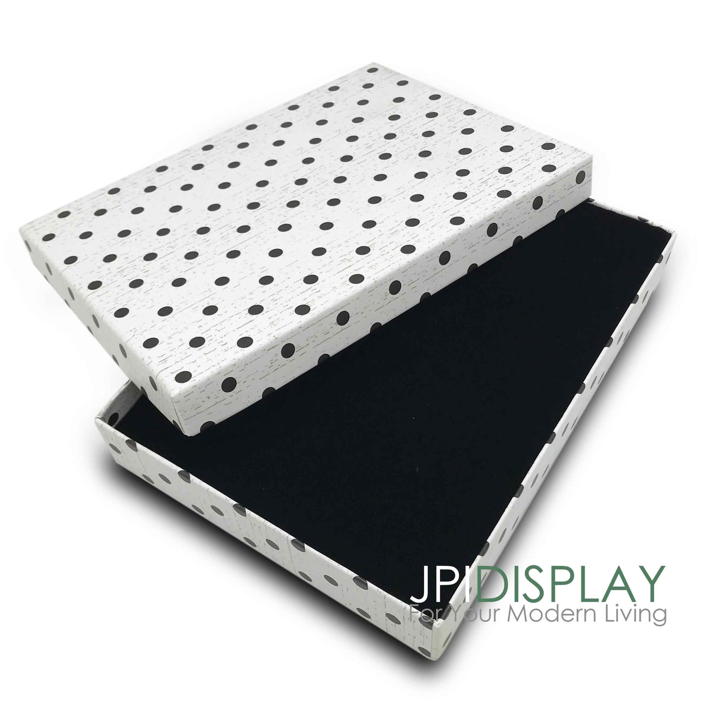 6X5X1 1/4"H White Polka Dot Paper Ring, Earrings &Necklace Boxes