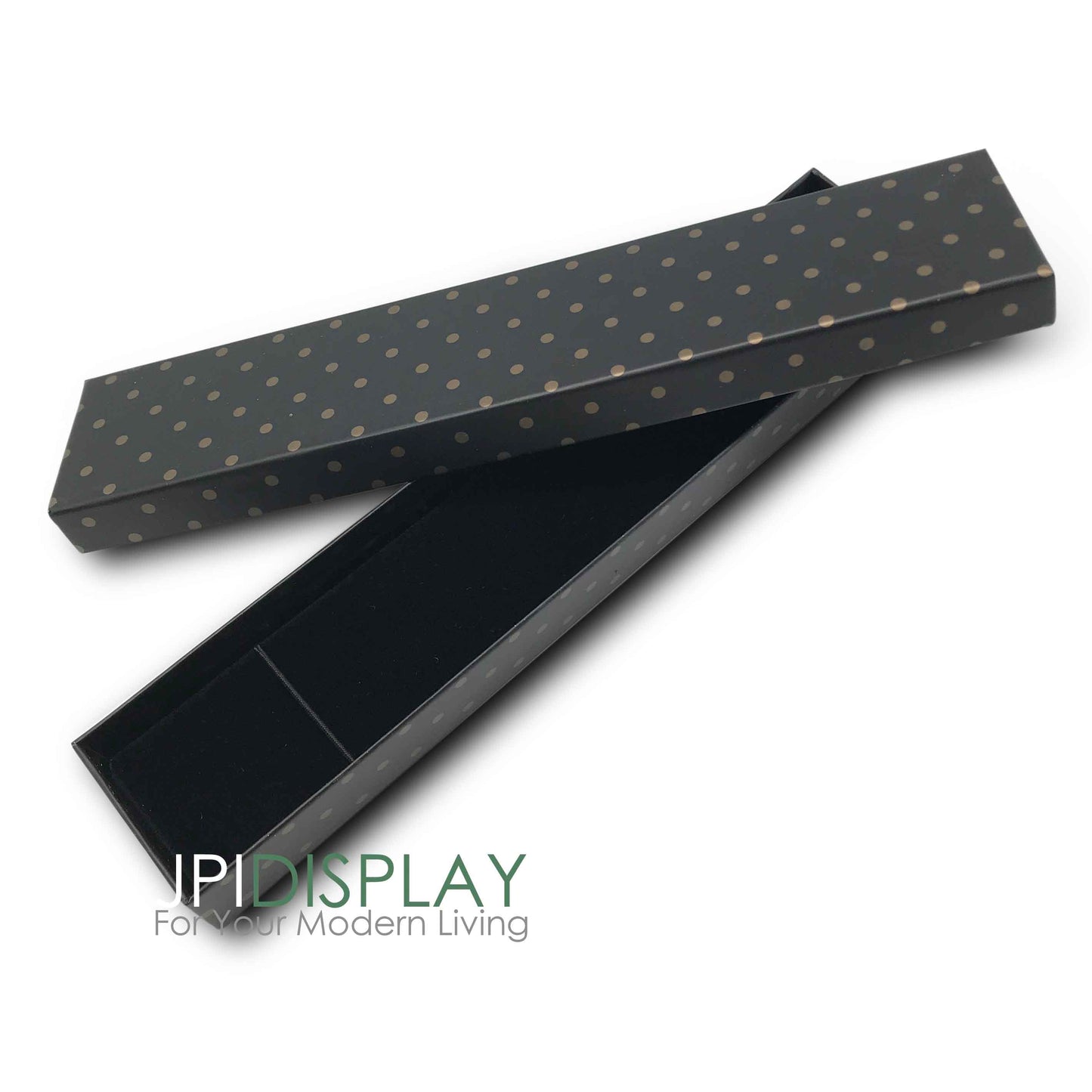 9 1/3" x 2" x 1" Black Polka Dot Paper Gift Boxes
