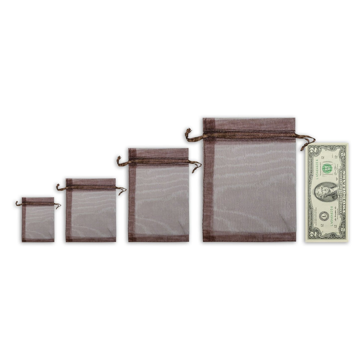 Brown Organza Drawstring Pouches
