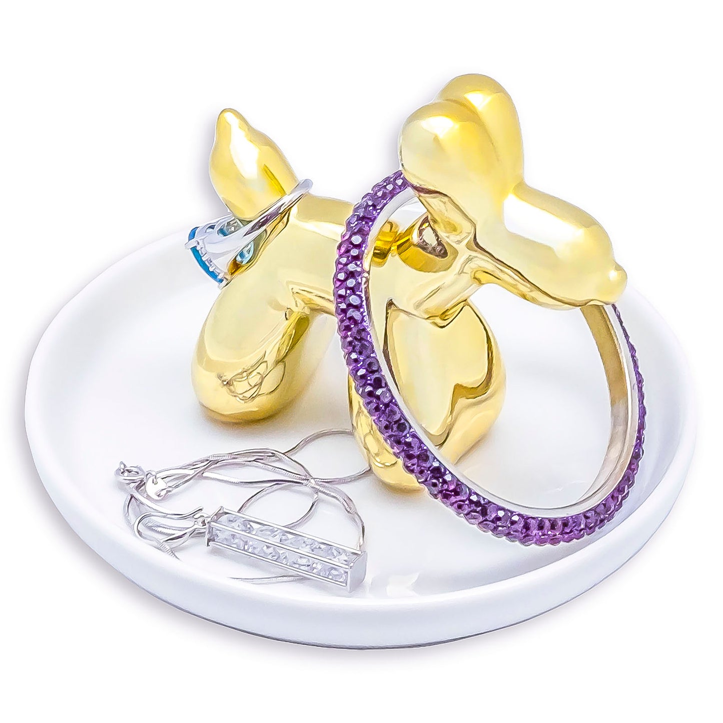 Ceramic Gold Balloon Dog Jewelry Dish