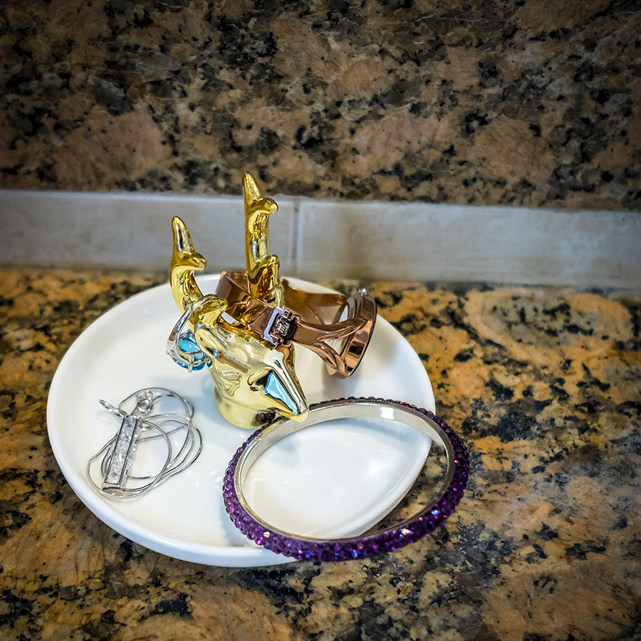 Ceramic Gold Deer Jewelry Dish
