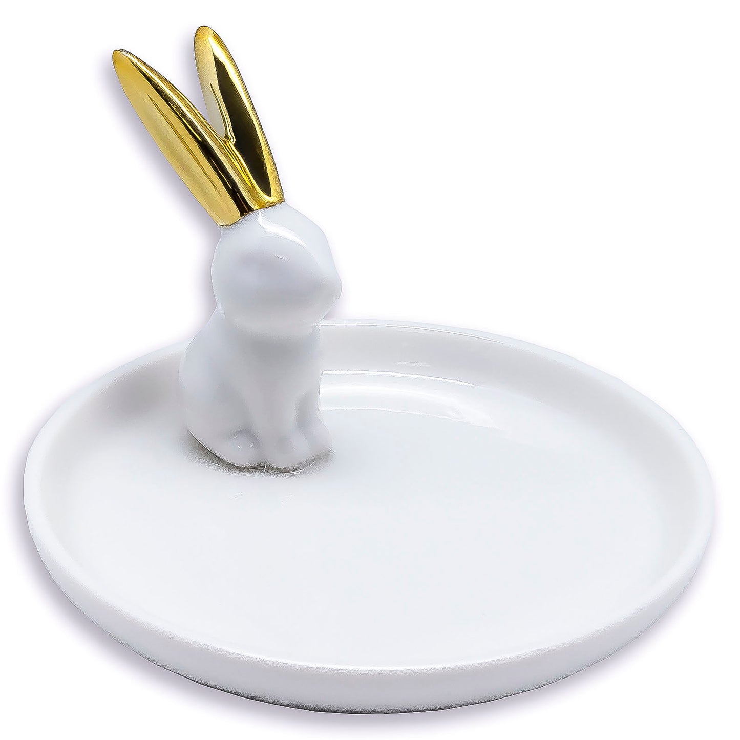 Ceramic Gold Rabbit Jewelry Dish