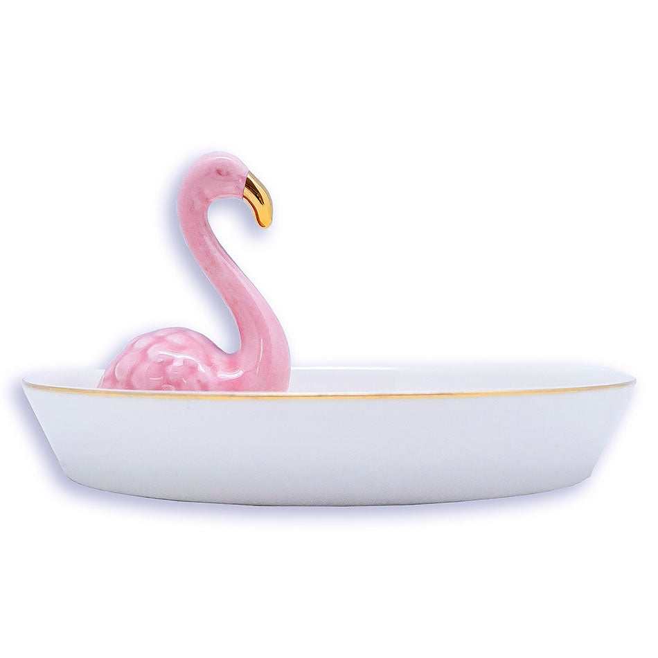 Ceramic Pink Flamingo Jewelry Dish