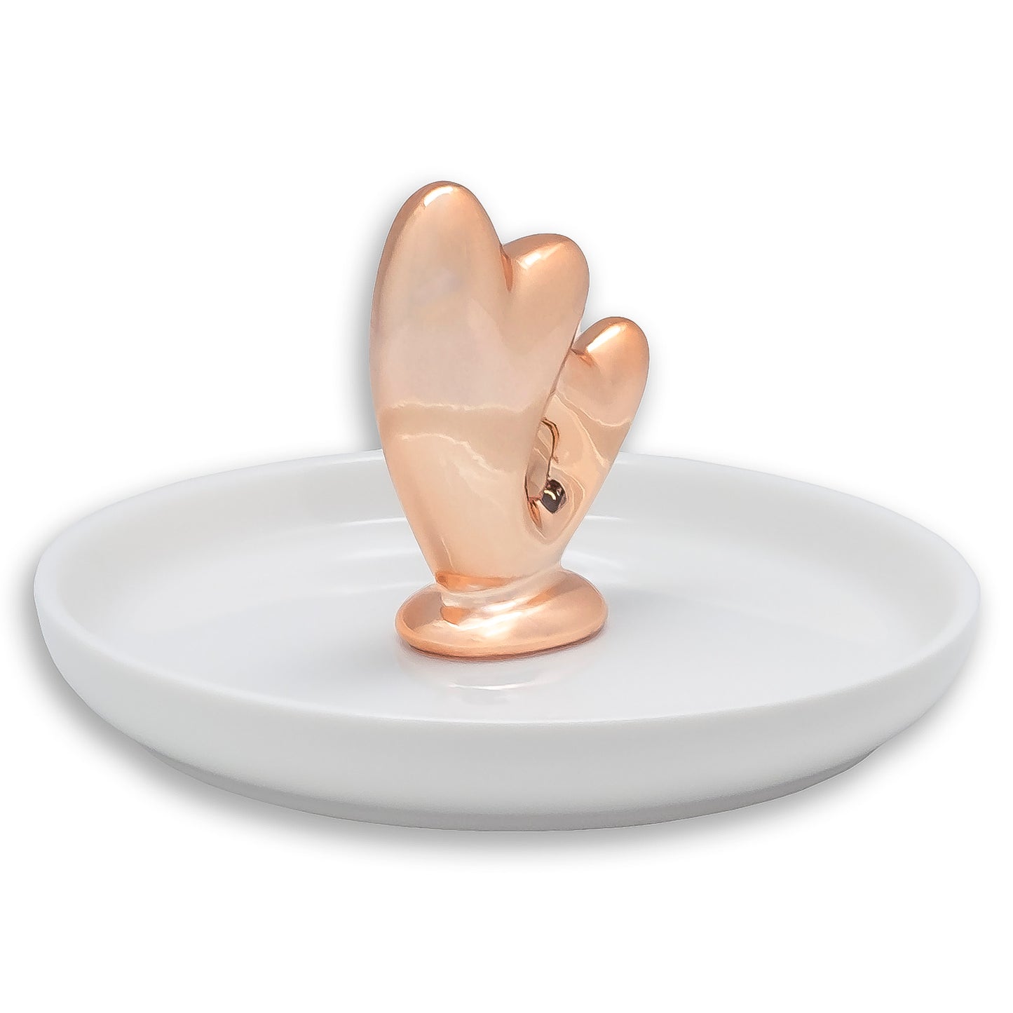 Ceramic Rose Gold Heart Jewelry Dish