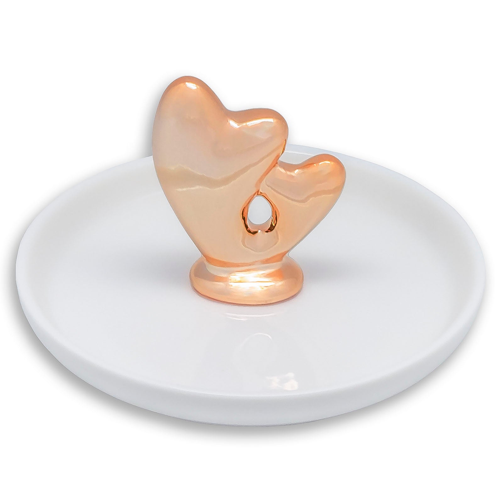 Ceramic Rose Gold Heart Jewelry Dish