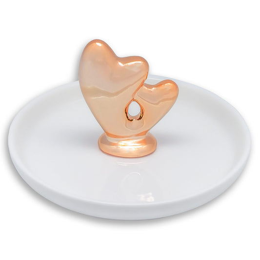 Ceramic Rose Gold Heart Jewelry Dish
