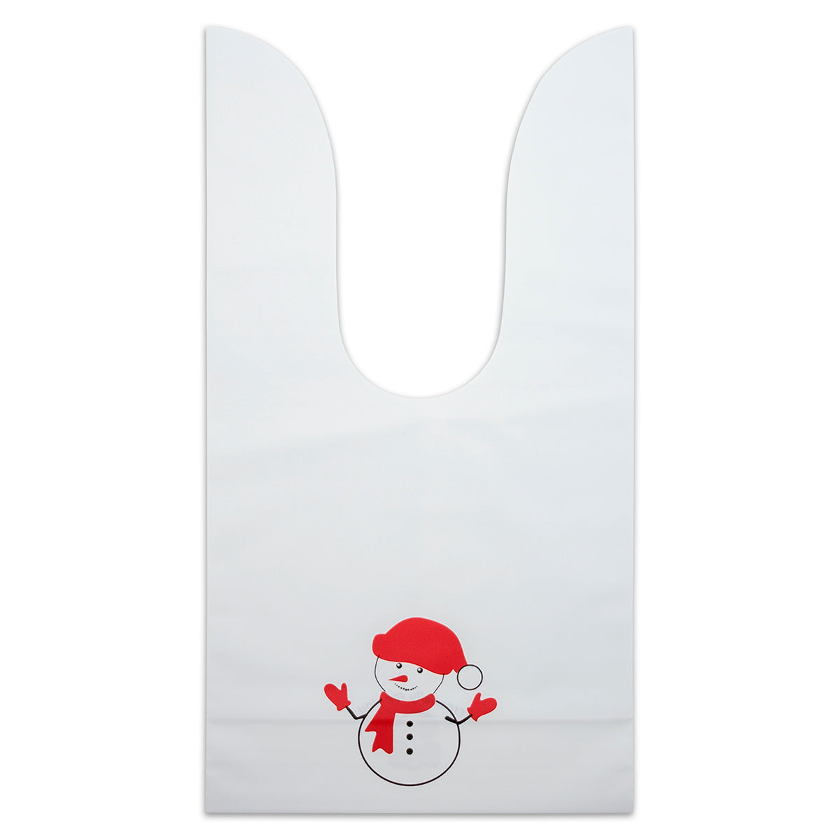 Christmas Snowman Flap-Tie White Plastic Gift Bags