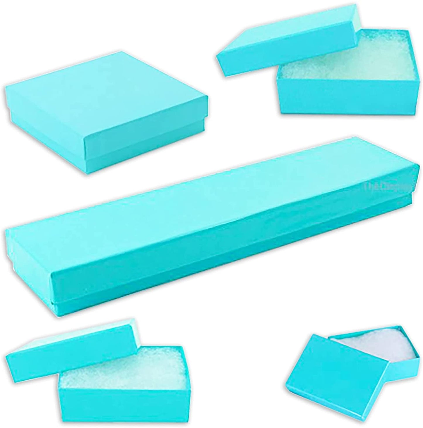 Cotton Filled Jewelry Box Assortment in Teal Green