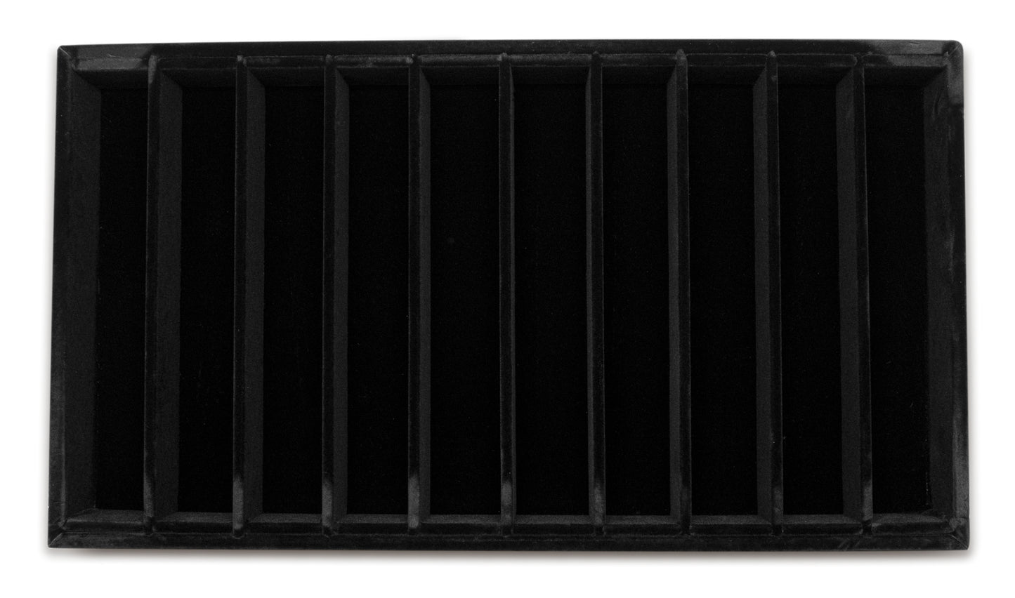 Deluxe Black Velvet 10 Column Compartment Jewelry Display Tray