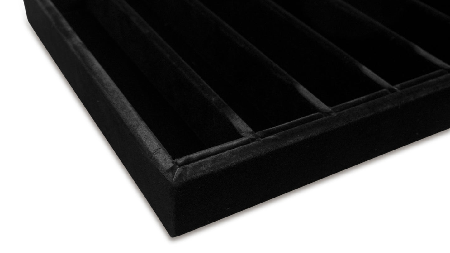 Deluxe Black Velvet 10 Column Compartment Jewelry Display Tray