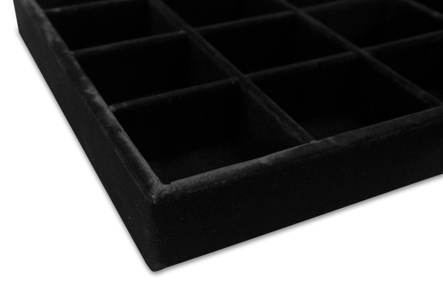 Deluxe Black Velvet 24 Compartment Stackable Jewelry Tray