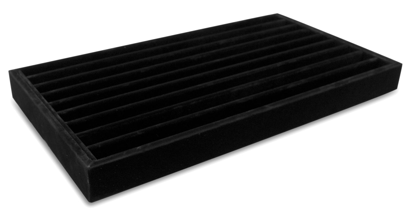 Deluxe Black Velvet 9 Row Compartment Jewelry Display Tray