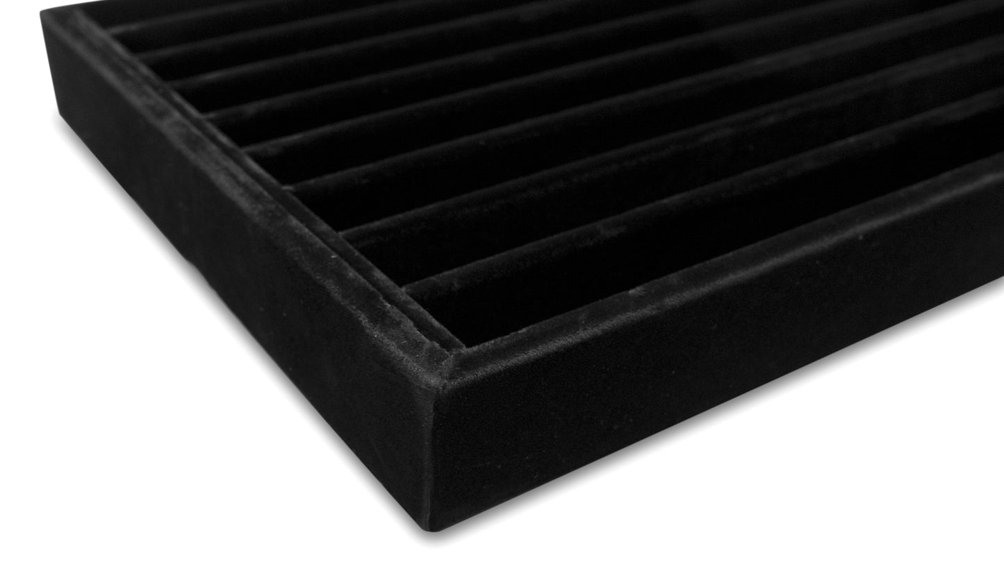 Deluxe Black Velvet 9 Row Compartment Jewelry Display Tray