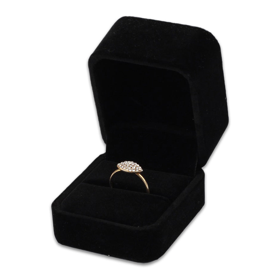 Single Deluxe Plush Black Velvet High-Top Ring Box