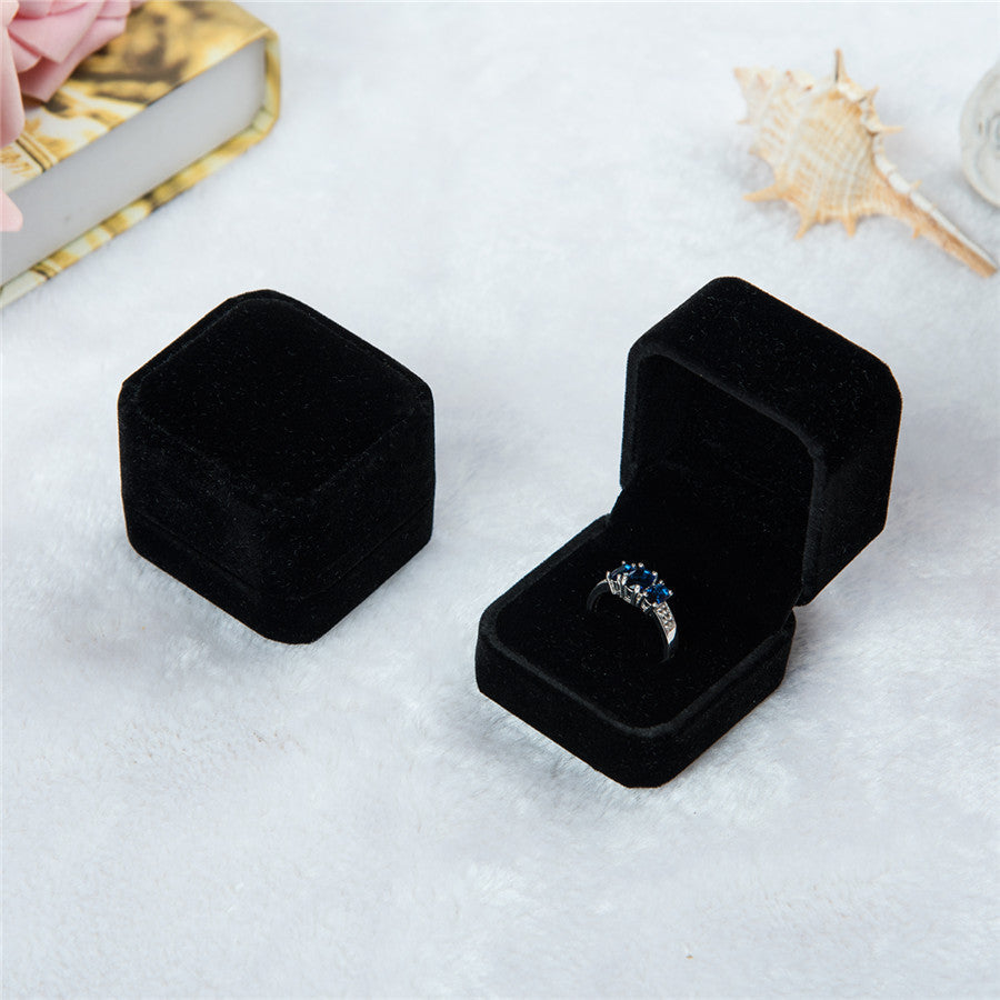 Single Deluxe Plush Black Velvet Earring/Ring Box