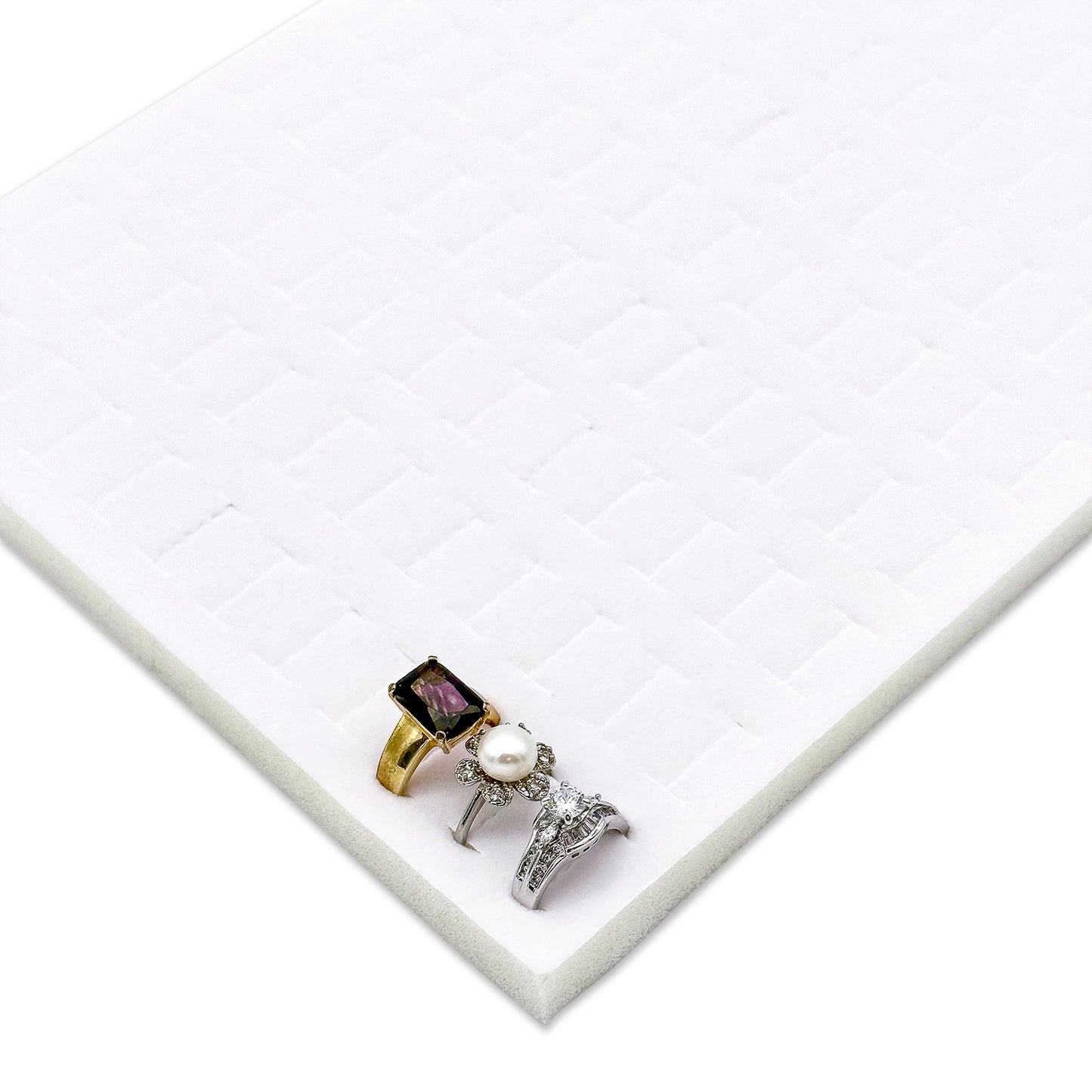 Deluxe White Velvet Ring Foam for 144 Rings