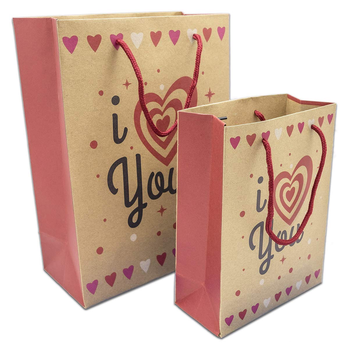 I Love You Kraft Paper Shopping Gift Bags (12-Pack)