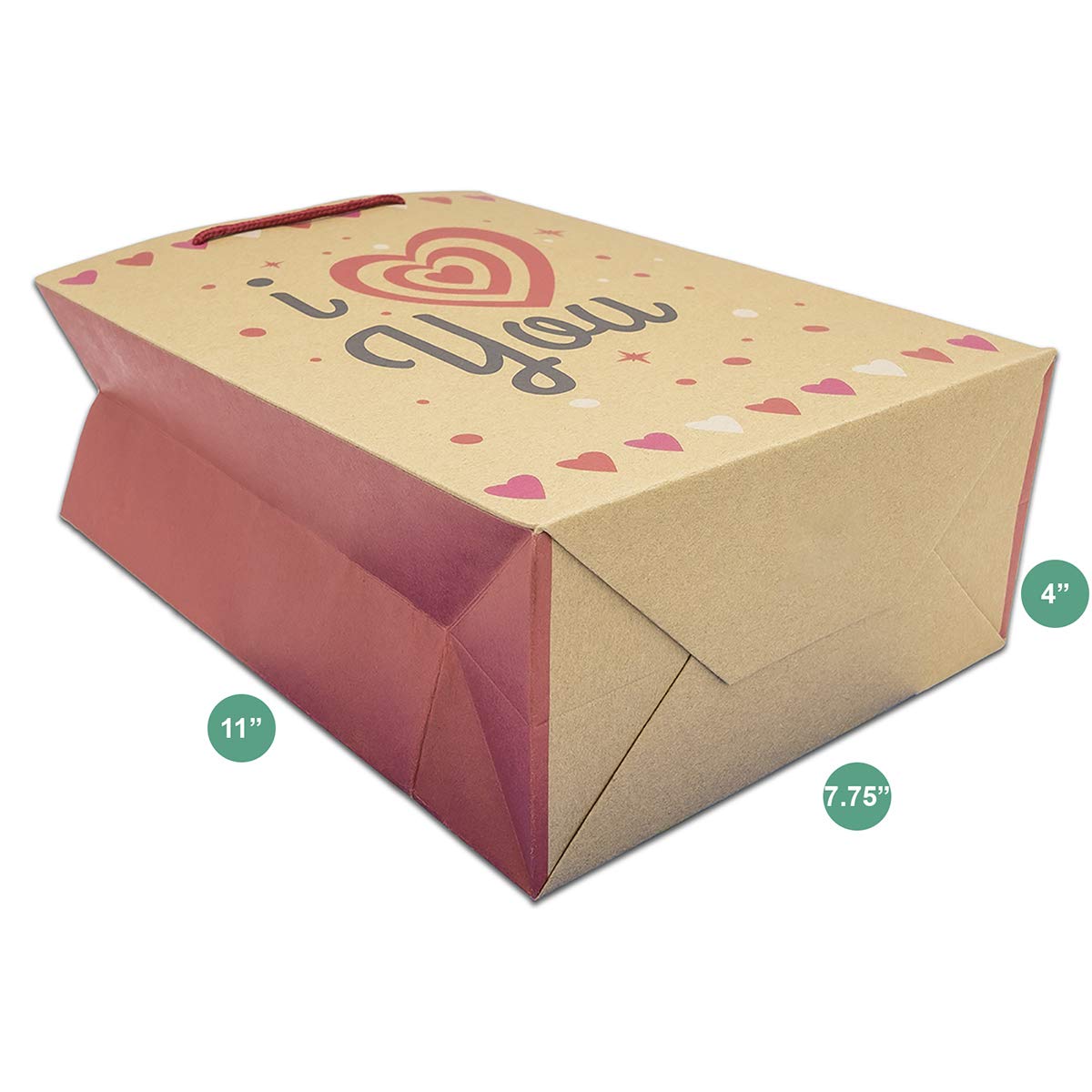 I Love You Kraft Paper Shopping Gift Bags (12-Pack)