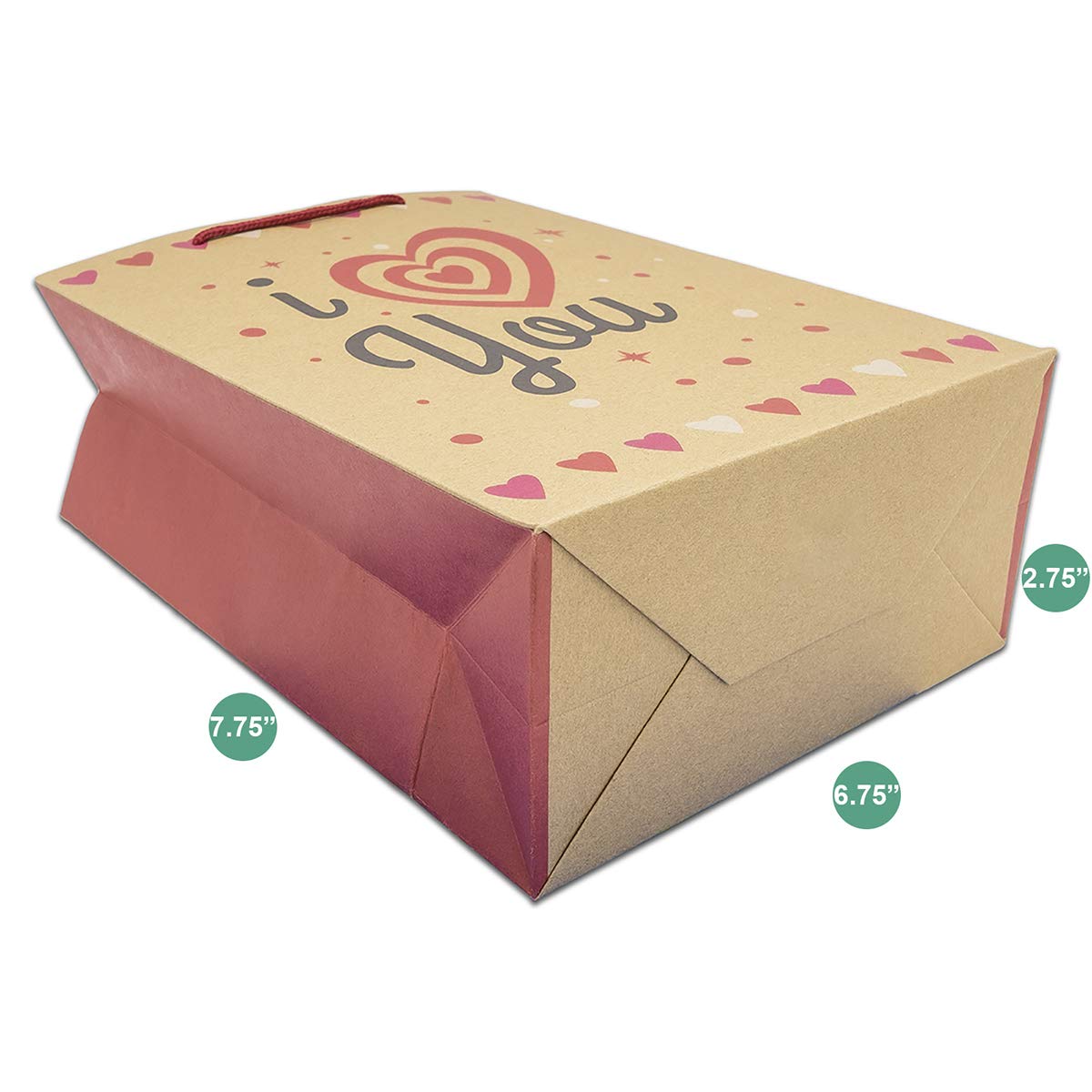 I Love You Kraft Paper Shopping Gift Bags (12-Pack)