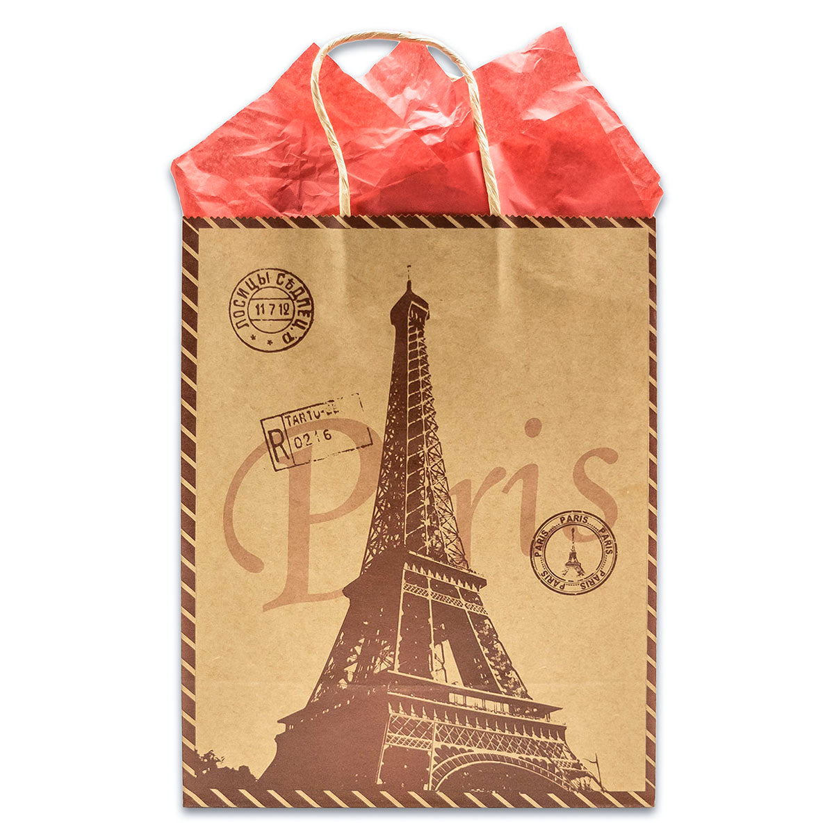 Kraft Paper Eiffel Tower Shopping Merchandise Gift Bags