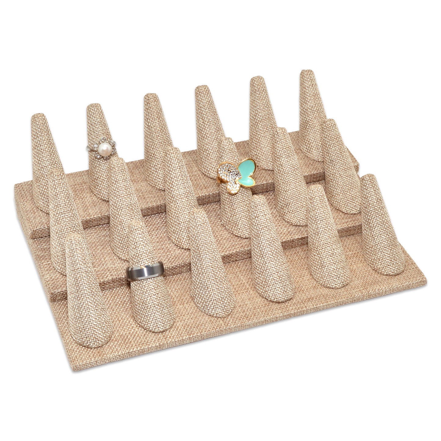 Linen Burlap 18 Finger Ring Display