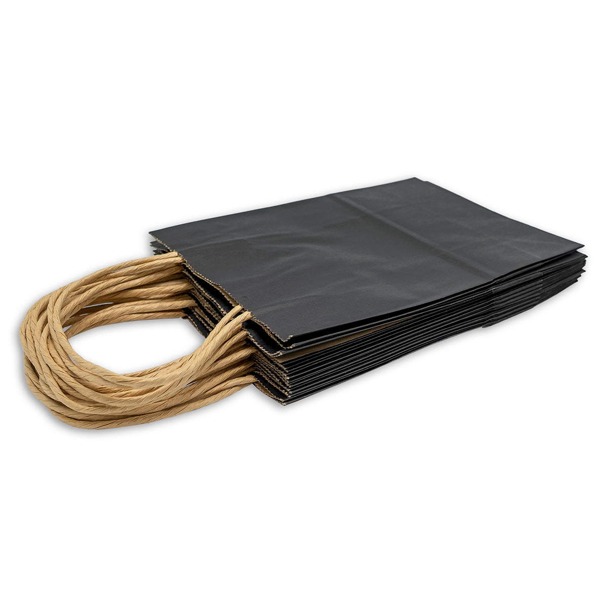 Matte Black Kraft Paper Shopping Gift Bags (12-Pack)