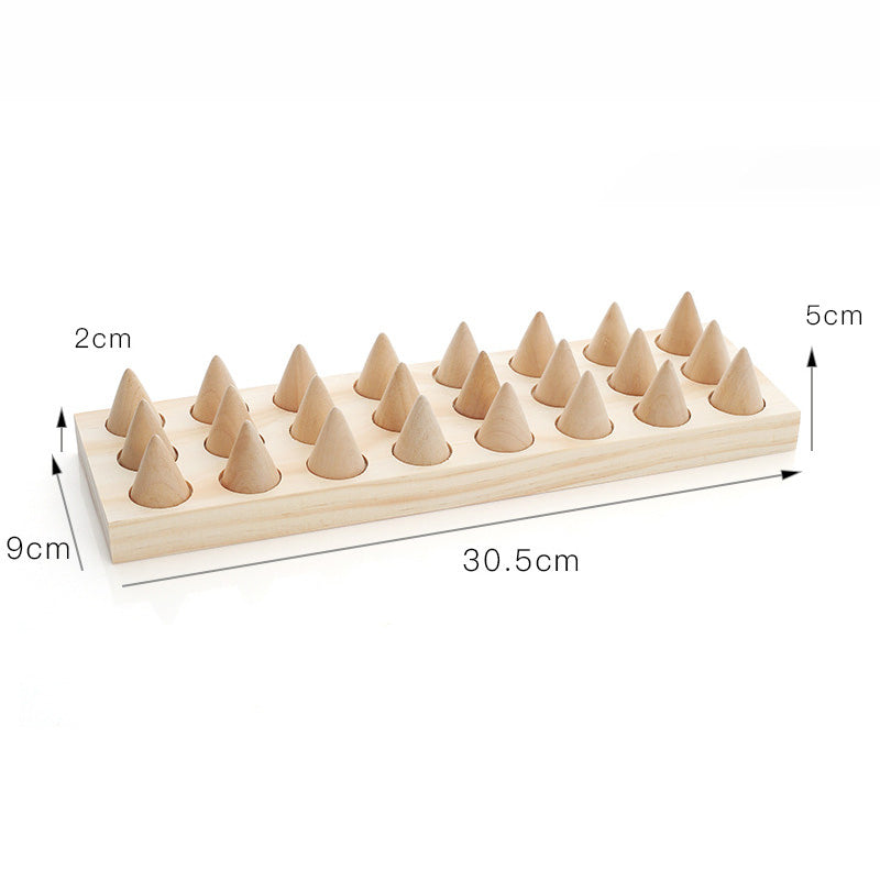 Natural Wood 24 Finger Ring Display
