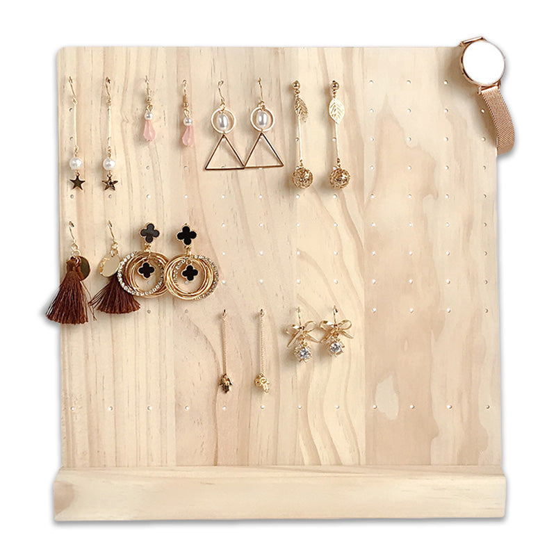 Natural Wood Earring Display Stand for 54 Pairs