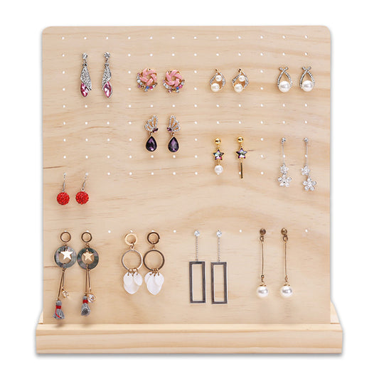 Natural Wood Earring Display Stand for 54 Pairs
