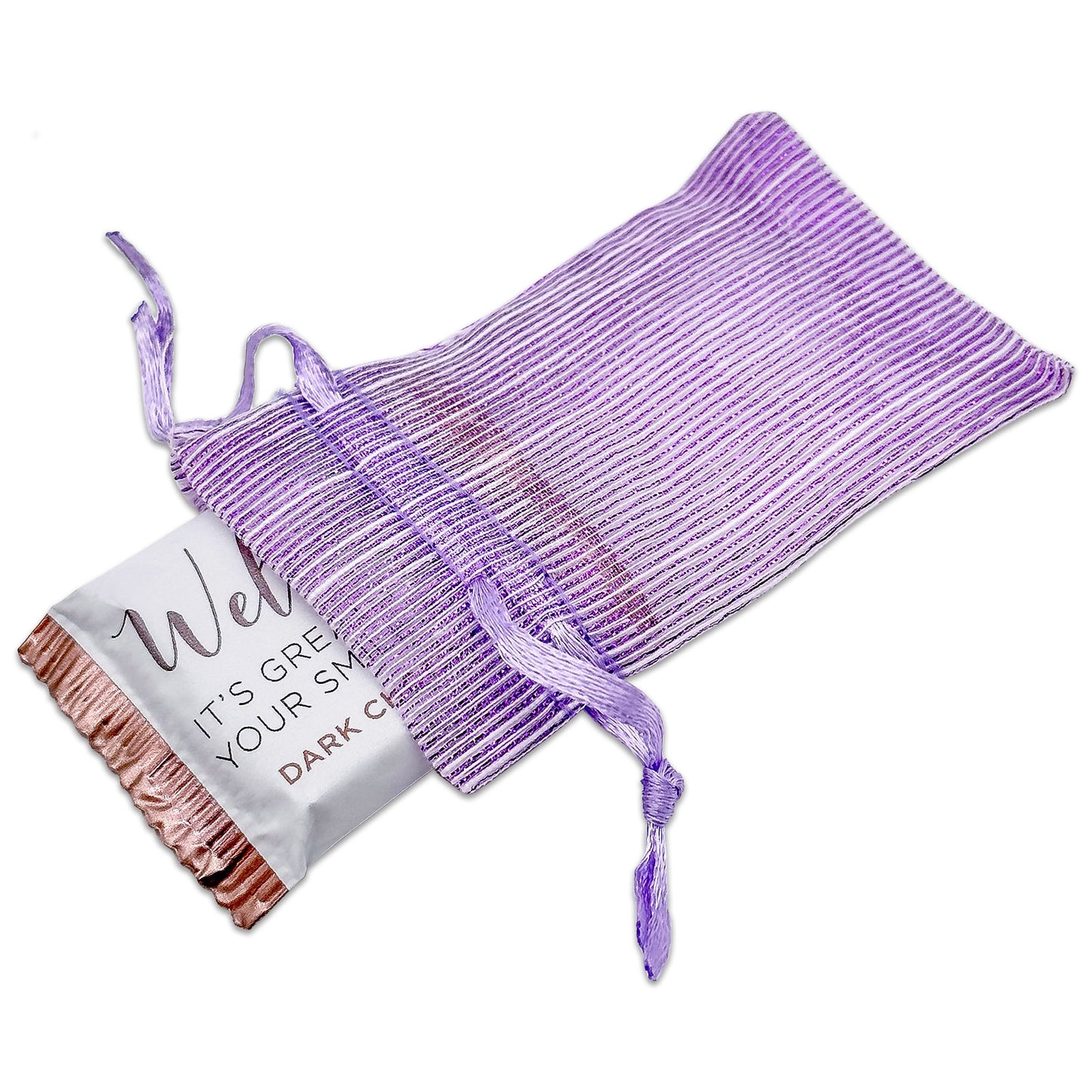 96-Pack Purple Striped Weave Organza Drawstring Pouch Gift Bags