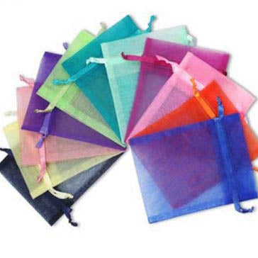 4"x6" Dark Green Organza Drawstring Pouches 12PCS/PK