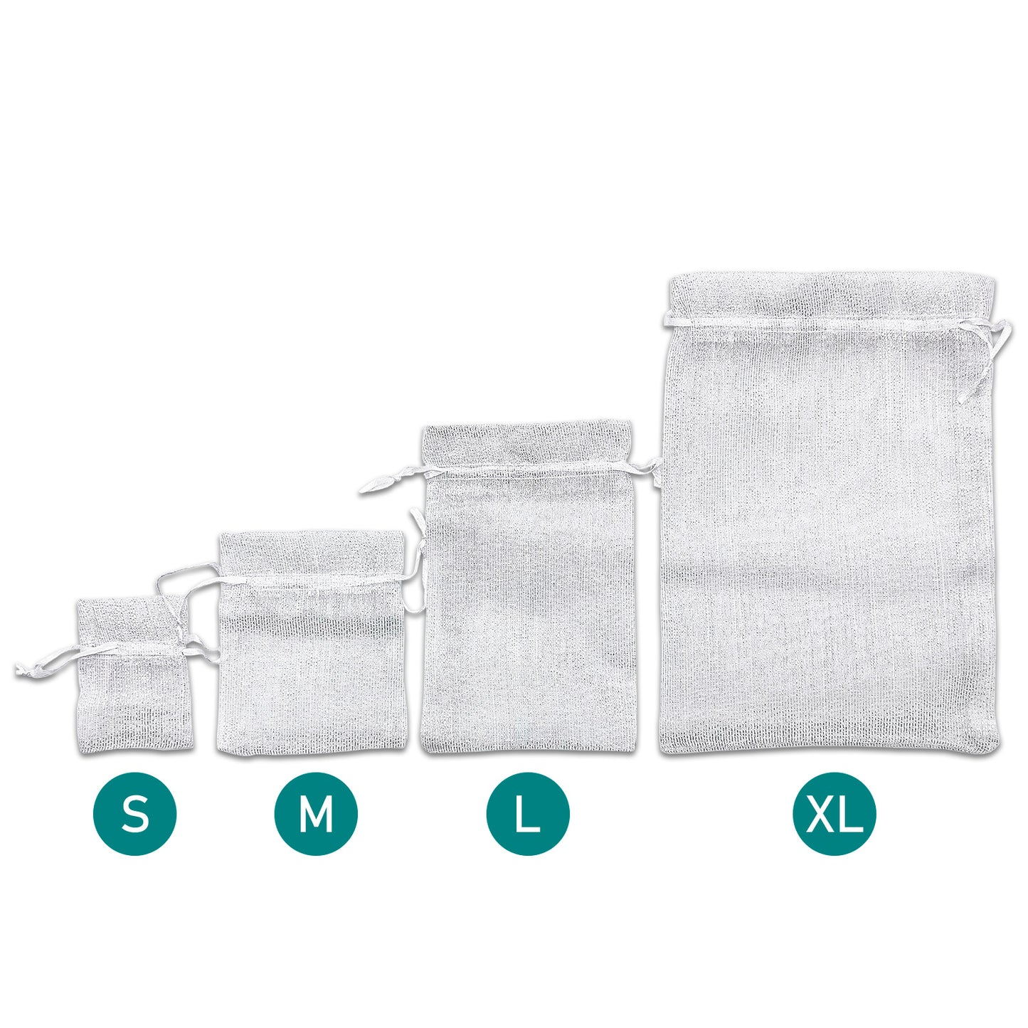 96-Pack Silver Striped Weave Organza Drawstring Pouch Gift Bags