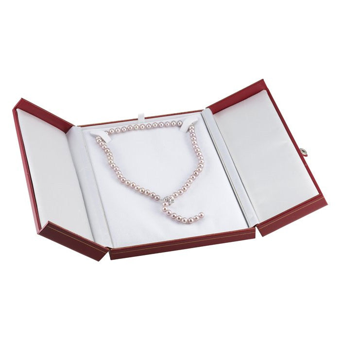 8 1/8" x 5 5/8" Two Door Red Deluxe Leatherette Necklace Jewelry Display Box