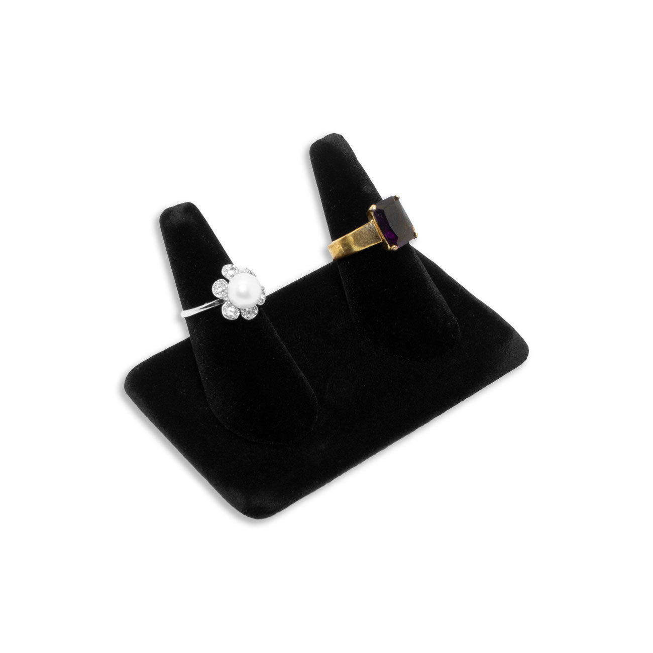 Two Ring Black Velvet Finger Display