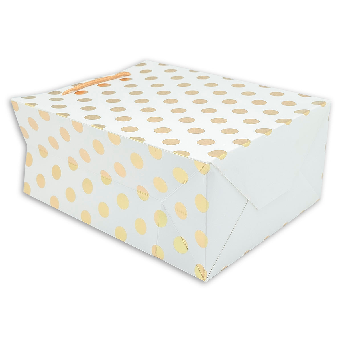 White and Gold Polka Dot Gift Bags (12-Pack)