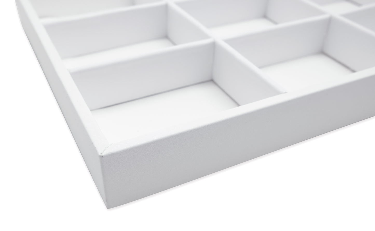 White Leatherette 12 Compartment Stackable Jewelry Tray