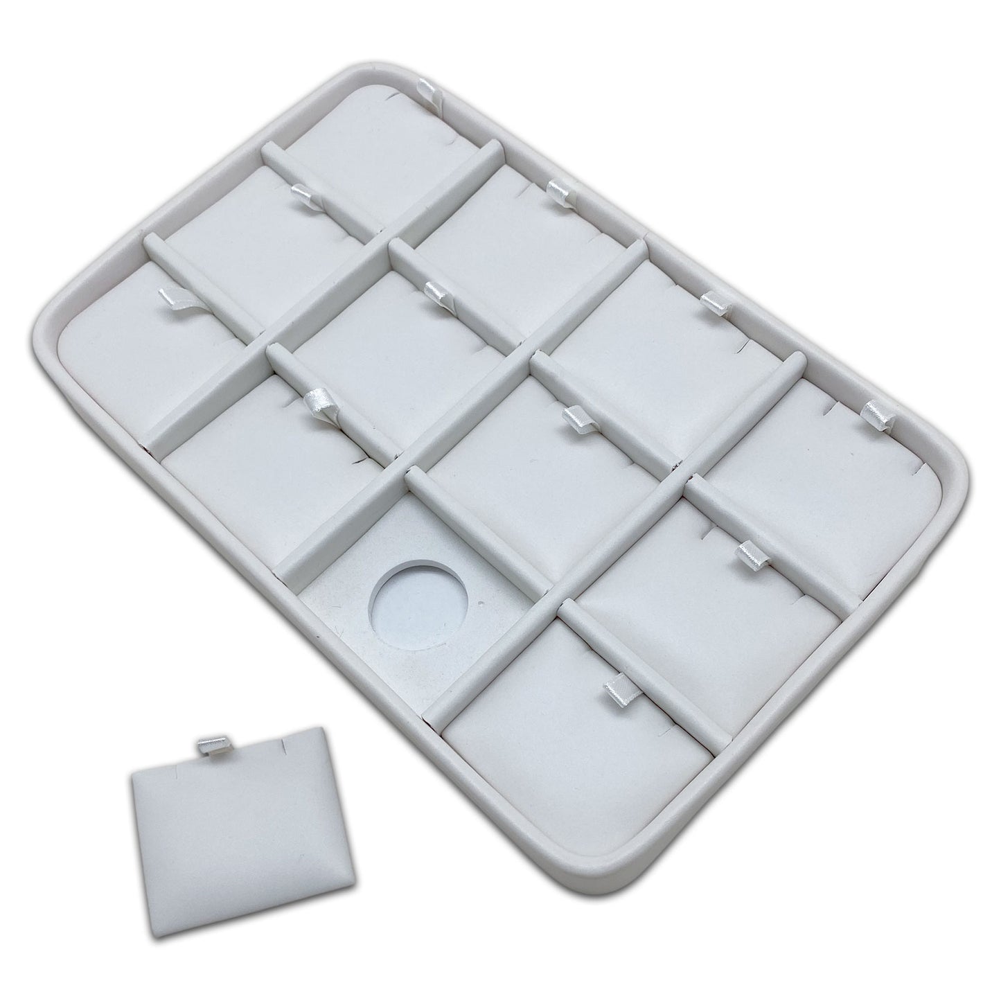 Ivory Leatherette 12 Grid Pendant Display Storage Tray