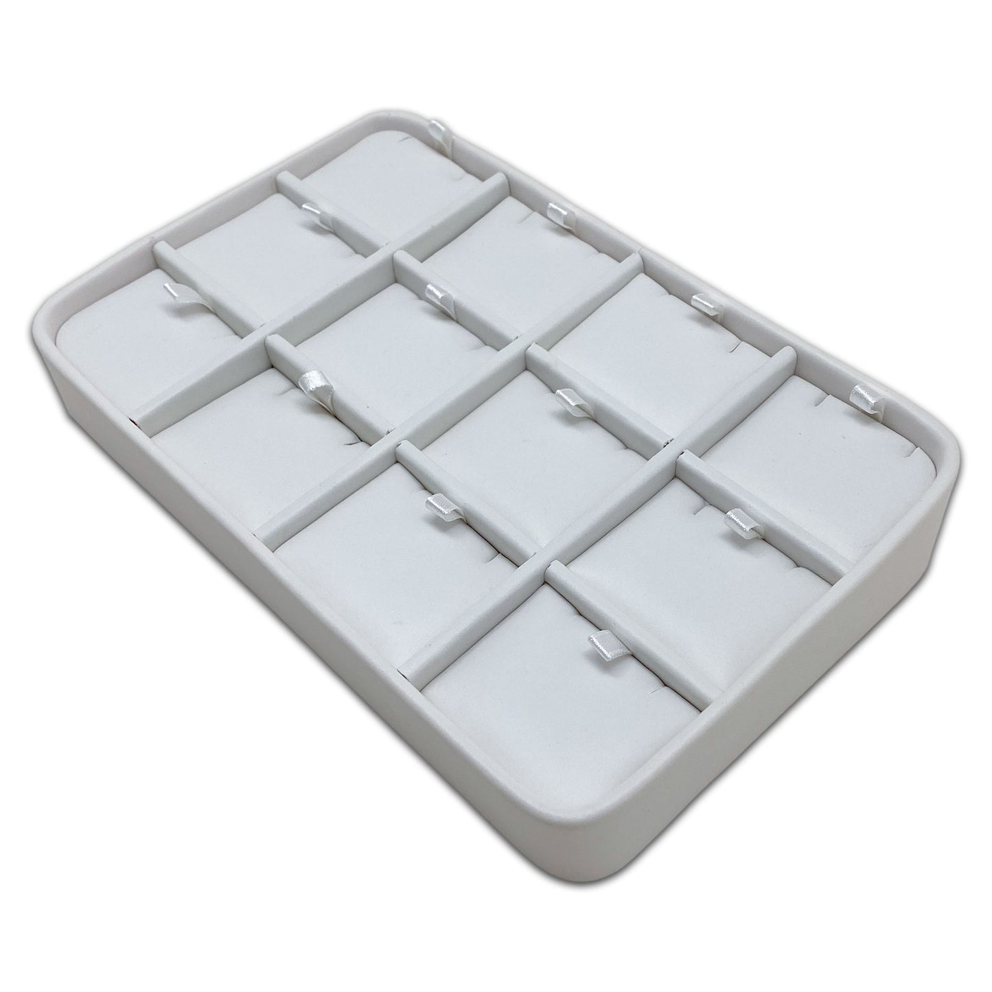Ivory Leatherette 12 Grid Pendant Display Storage Tray