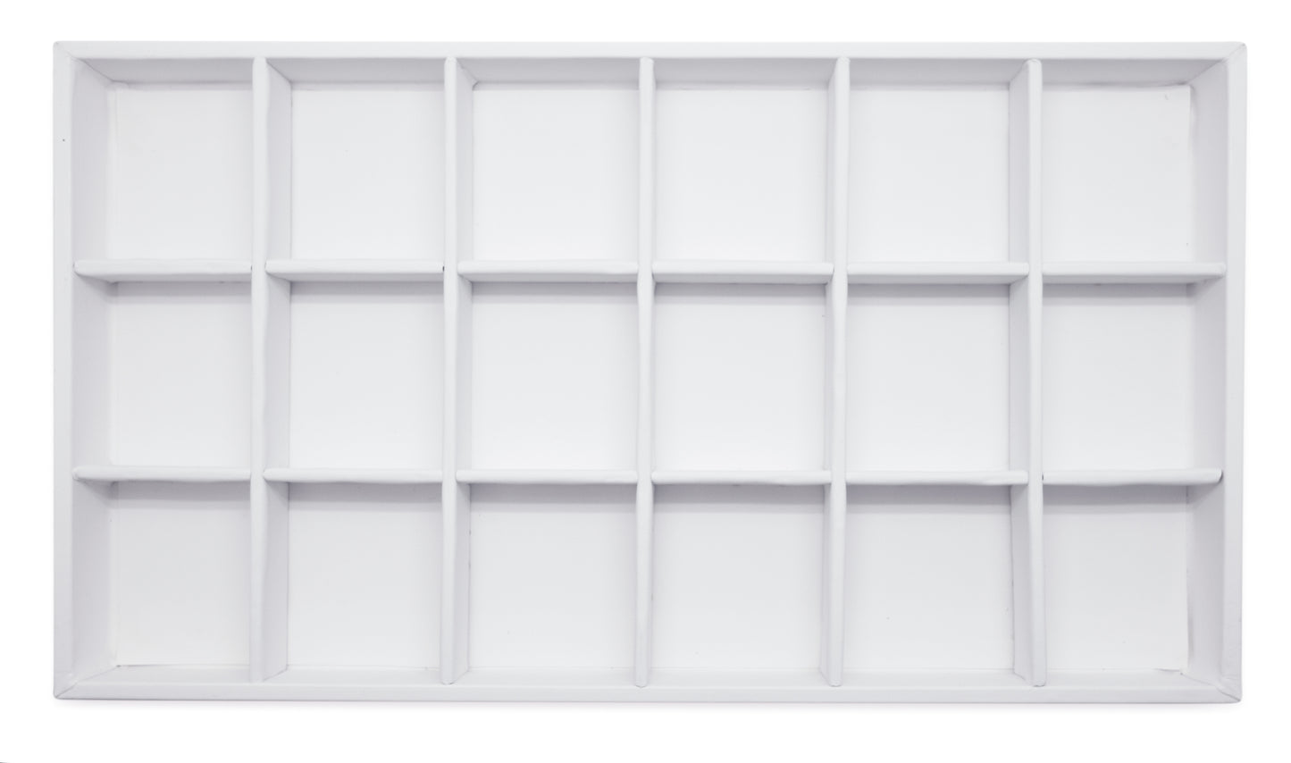 White Leatherette 18 Compartment Stackable Jewelry Tray