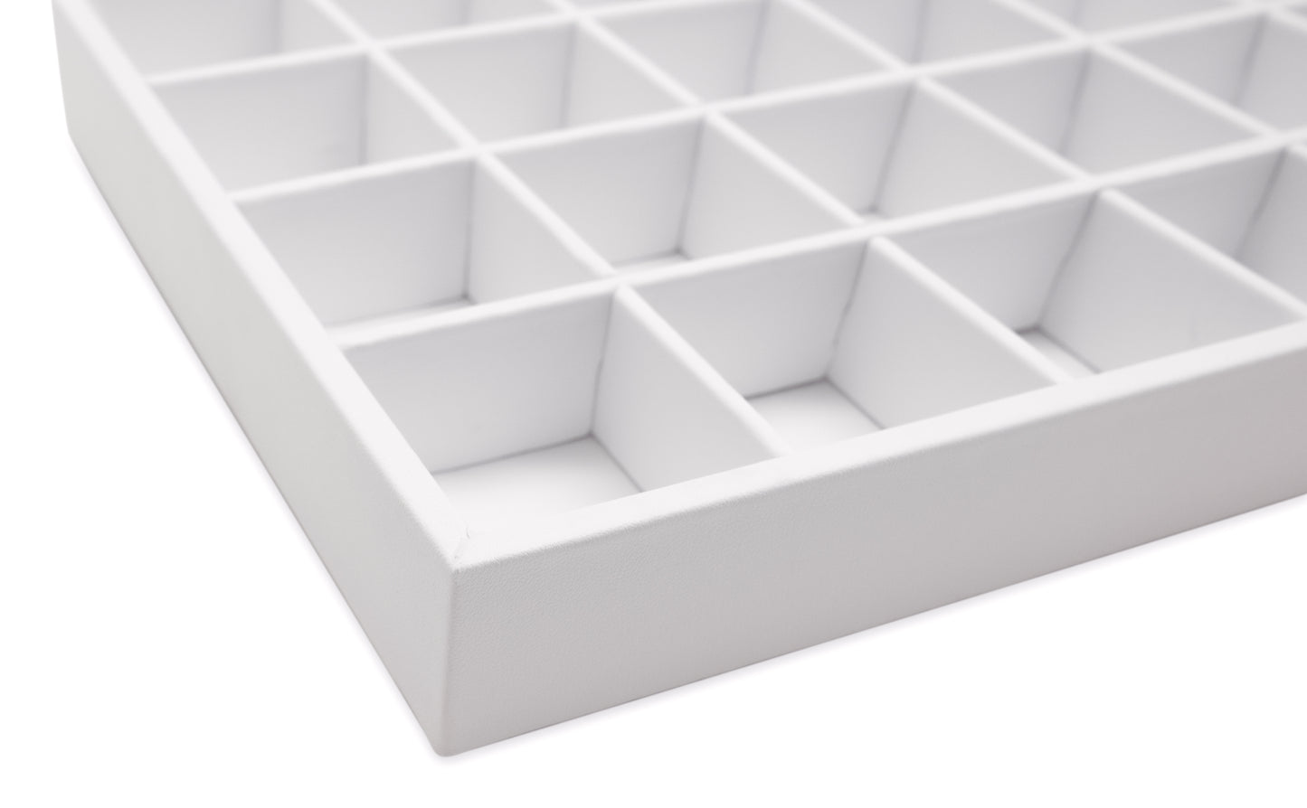White Leatherette 32 Compartment Stackable Jewelry Tray