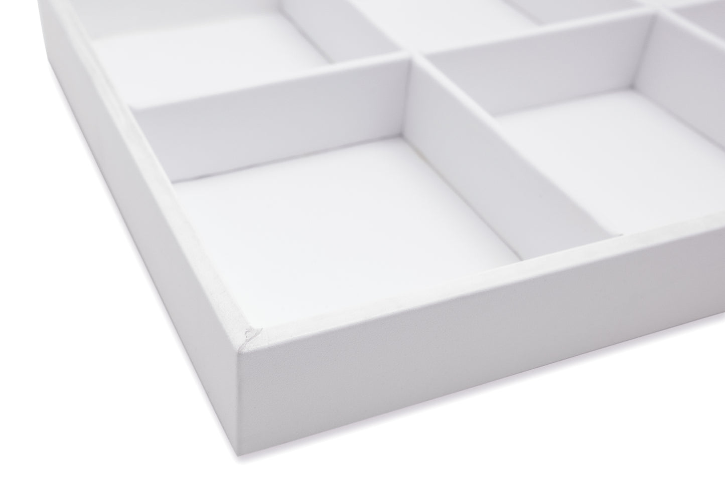 White Leatherette 8 Compartment Stackable Jewelry Display Tray